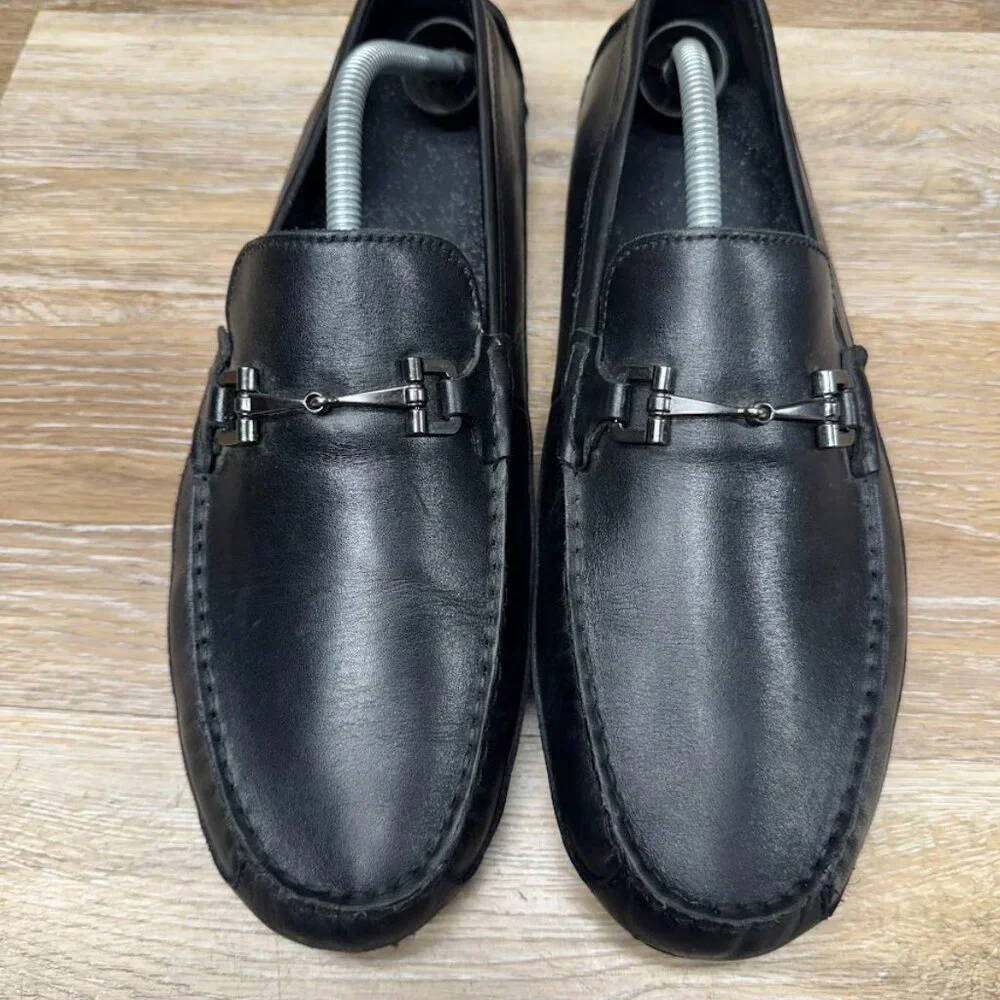 Cole Haan Wyatt Bit Drivers Black Leather Loafers Men's Size 10.5